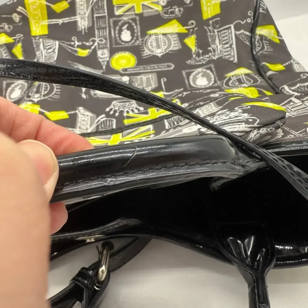 Lulu by Lulu Guinness London Print Tote Bag w/ Pouch Matching Black Yellow White - Picture 5 of 16